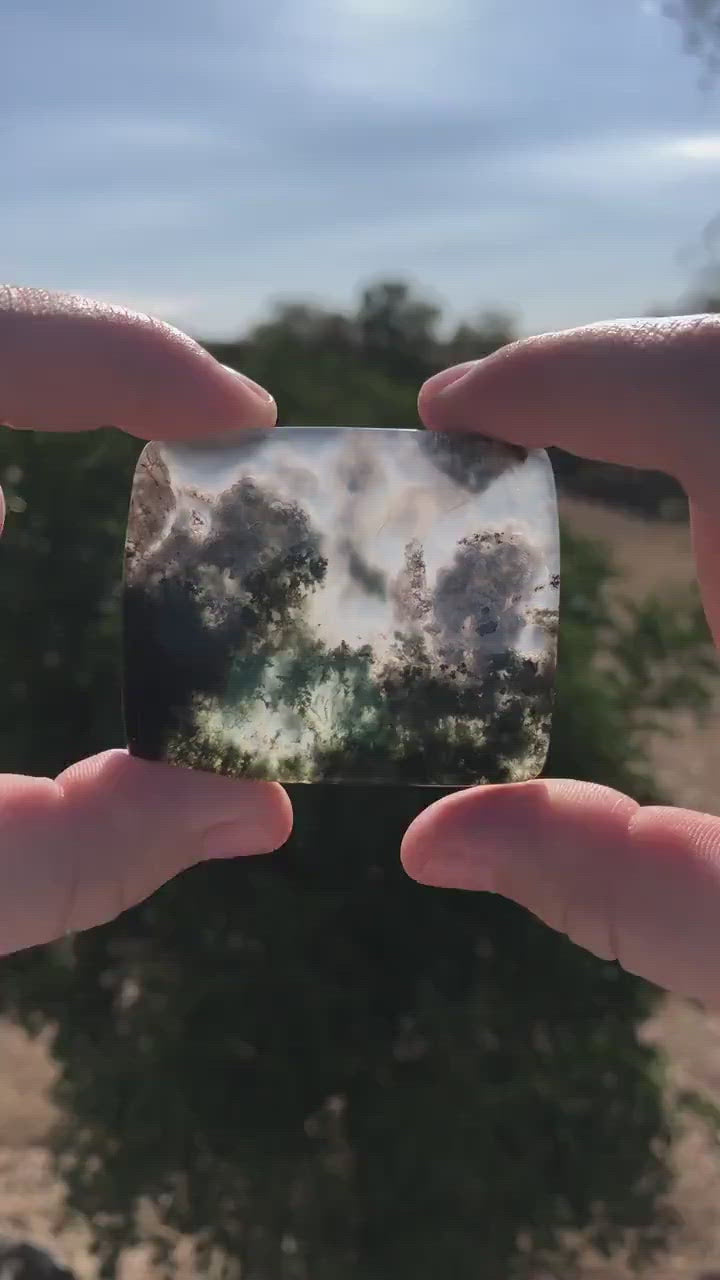 Scenic Moss Agate for Grounding and Appreciation of Nature's Beauty Lot E