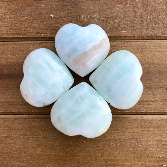 Blue Aragonite Hearts, Natural Gemstones Hearts, Healing Crystals Hearts –